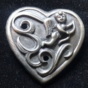 TORINO pewter heart angel pin brooch